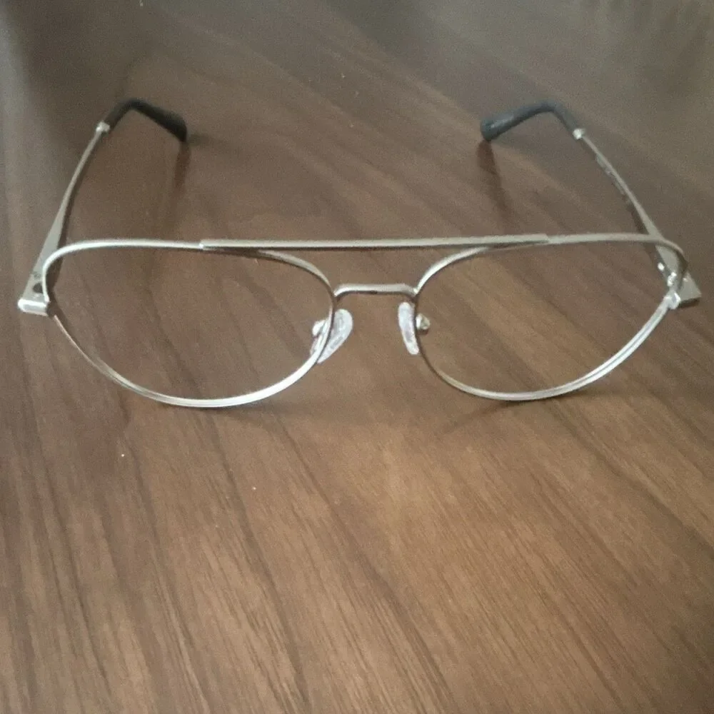 Look Optic Cooper Aviator Full Rim Metal Eyeglasses Frames Silver 56-16-140